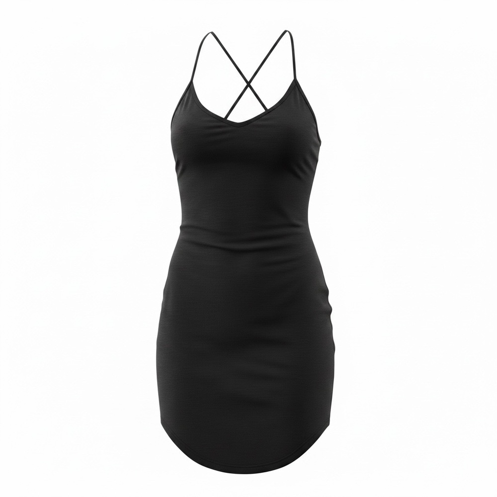 Boohoo Little Black Dress with Curved Hem Size 4
